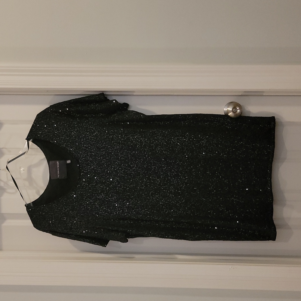 Victoria's Secret black sequined shirt dress. Size large. Excellent condition